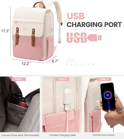 LOVEVOOK Travel Laptop Backpack Purse for Women Fashion Vintage Computer Backpack 15.6 Inch Large Teacher Nurse Backpack Casual Daypack for Business Work College