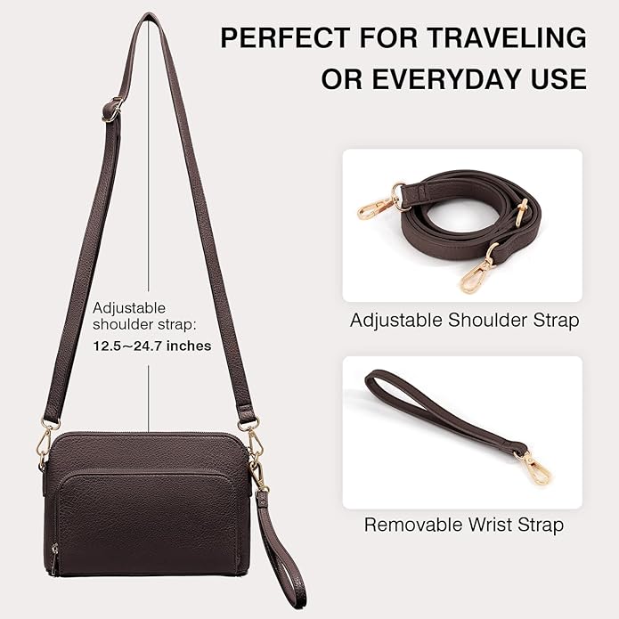 Marvolia Crossbody Bag for Women - PU Leather Shoulder Bag Trendy Small Crossbody Purse Bag for Travel Work Party