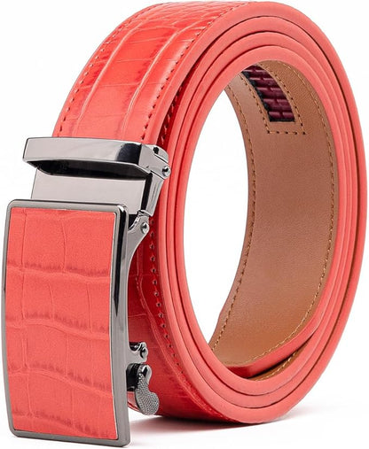 Fabio Valenti Mens Belt,Ratchet Belt Dress with 1 3/8" Genuine Leather with Easier Adjustable Buckle, Trim to Fit