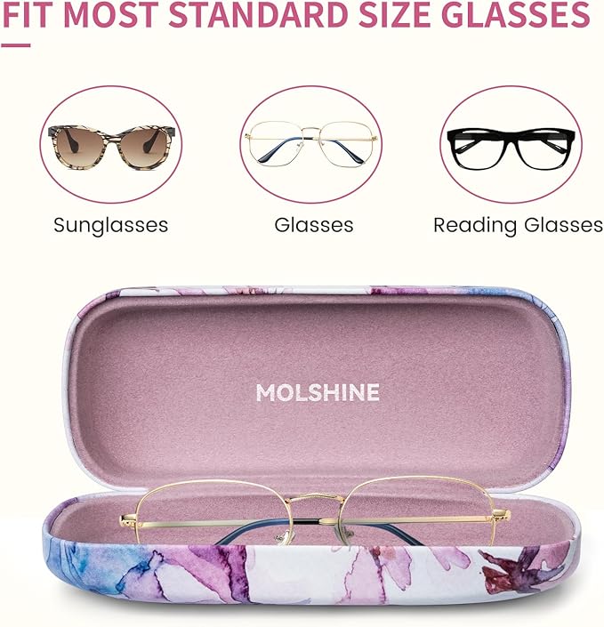 molshine Hard Shell Sunglasses Case, Classic Large Glasses Case for Women Men, Sunglass Eyeglasses
