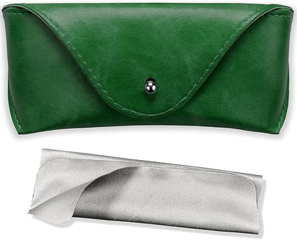 LogHog Portable Leather Glasses Case,Flexible Sunglasses Pouch Slim Case for Women Men Horizontal Eyeglass Case