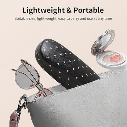 Glasses Case Hard, Cute Sunglasses Case for Women Leather Protective Case for Eyeglass with Cleaning Cloth