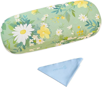 PERFECTSIGHT Hard Shell Eyeglasses Case, PU Leather Protective Glasses Case, Cute Eyeglass Case for Women Men Girls