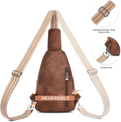 Leresas 7L Sling Bag for Women Vegan Leather Crossbody Purse Chest Bags Fashionable Trendy Fanny Pack with Travel, Brown