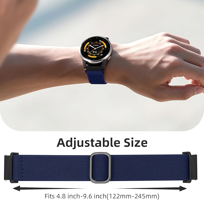 DaQin 3 Pack Nylon Watch Bands Compatible with 16mm 18mm 20mm 22mm Quick Release Watch Band, Adjustable Soft Stretchy Solo Loop Strap Elastic Braided Relacement Wristband for Men Women