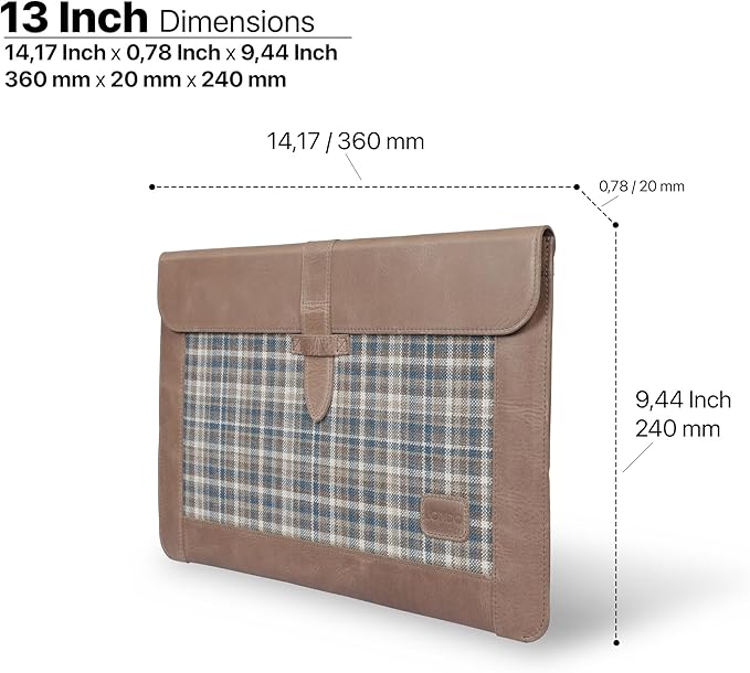 LONDO Leather Sleeve Compatible with MacBook Pro 14 & Air 13-13.3 Inch (M5, M4, M3, M2, M1, Pro, Max) & iPad Pro 12.9, Premium Top Grain Leather Laptop Bag, Mink 2020 to 2026 Models