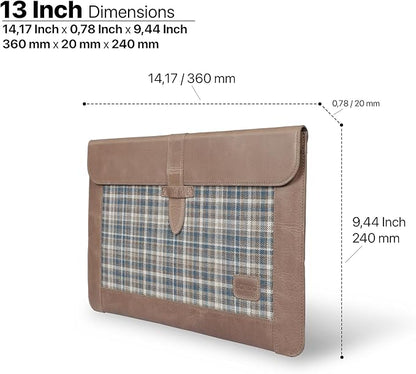 LONDO Leather Sleeve Compatible with MacBook Pro 14 & Air 13-13.3 Inch (M5, M4, M3, M2, M1, Pro, Max) & iPad Pro 12.9, Premium Top Grain Leather Laptop Bag, Mink 2020 to 2026 Models