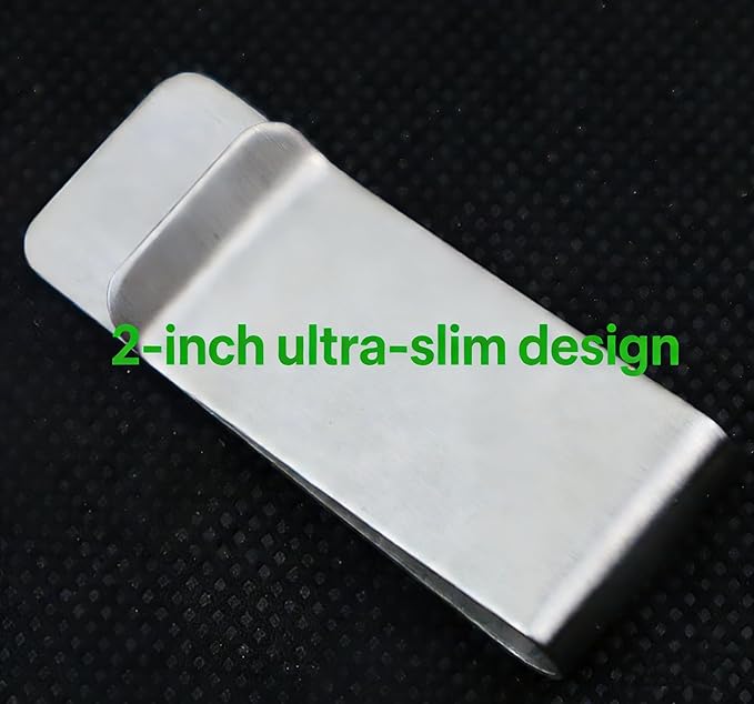 Small Men's Slim Money Clip, Stainless Steel Credit Business Card Holder, Pocket Cash Wallet, 2-Inch