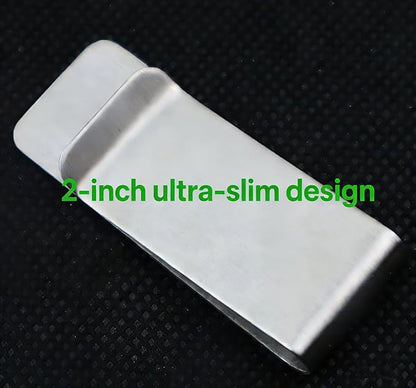 Small Men's Slim Money Clip, Stainless Steel Credit Business Card Holder, Pocket Cash Wallet, 2-Inch