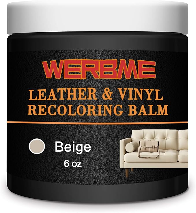 Leather Recoloring Balm & Color Restorer - Multipurpose Dye & Paint for Faded Leather Couches, Car Seats, Shoes | Fix Scratches on Clothing, Furniture & Accessories(Beige)