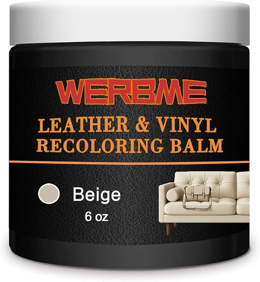 Leather Recoloring Balm & Color Restorer - Multipurpose Dye & Paint for Faded Leather Couches, Car Seats, Shoes | Fix Scratches on Clothing, Furniture & Accessories(Beige)