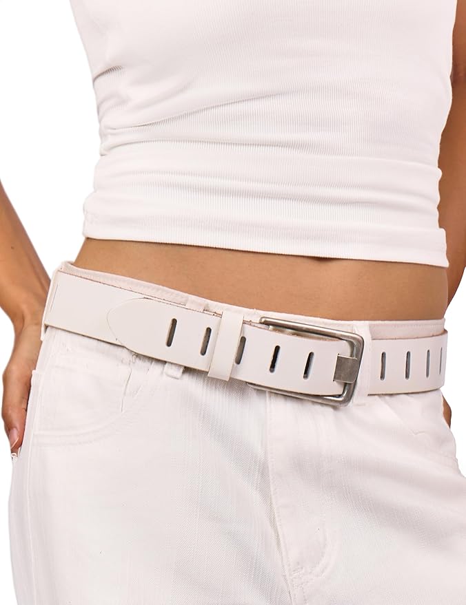 Womens Genuine Leather Belt for Jeans Pants Width 1.57" Western Cowgirl Wide Belts for Ladies with Gift Box