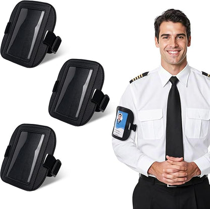 Yuoyar 3 Pcs Leather ID Arm Badge Holder - Adjustable Badge Holder Armband for Women Men - Wrist ID Badge Holder
