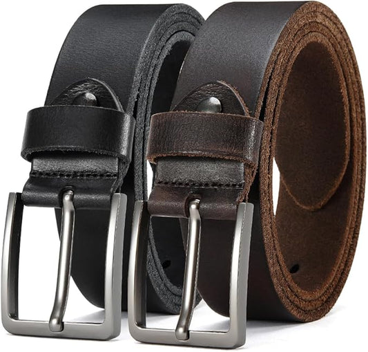 DOOPAI Men's Genuine Leather Casual Belt -Full Grain Leather Belt for Men- 1.5" Handmade Jeans Belt with Gift Box