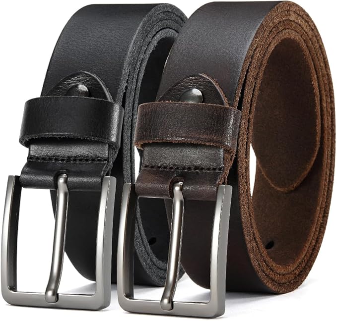 DOOPAI Men's Genuine Leather Casual Belt -Full Grain Leather Belt for Men- 1.5" Handmade Jeans Belt with Gift Box
