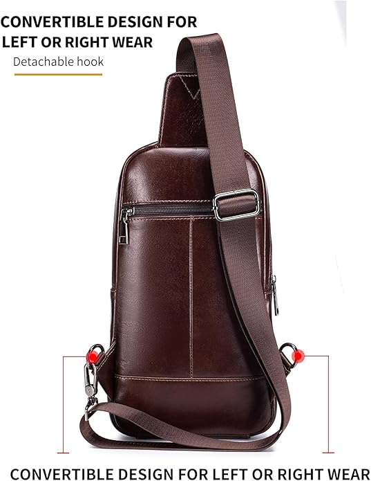 RAINBOW HORSE Genuine Leather Shoulder Bag, Men's Crossbody Chest Bag, Casual Front Pack, Suitable for Travel, Hiking, and Daily Use