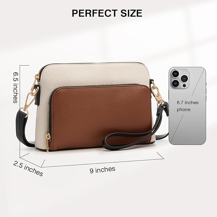 Marvolia Crossbody Bag for Women - PU Leather Shoulder Bag Trendy Small Crossbody Purse Bag for Travel Work Party