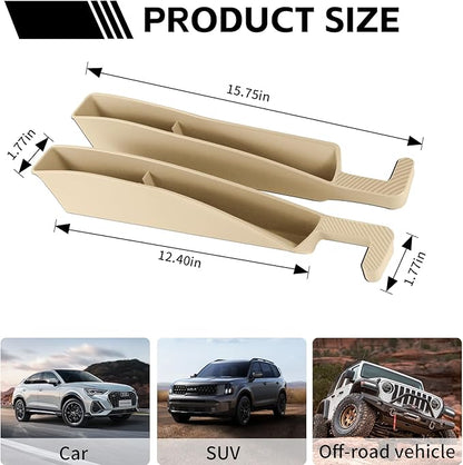 2PCS Car Seat Gap Filler Organizer, Multifunctional Seat Gap Storage Box for Phone Key, Stop Things from Dropping Between Seat and Console, Universal Interior Car Accessories (Beige)