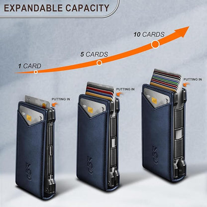 KEMISANT Men Wallet- Slim Wallet Money Clip For Gift Men in Front Pocket 12Cards-Metal Case with Magnetic Flip