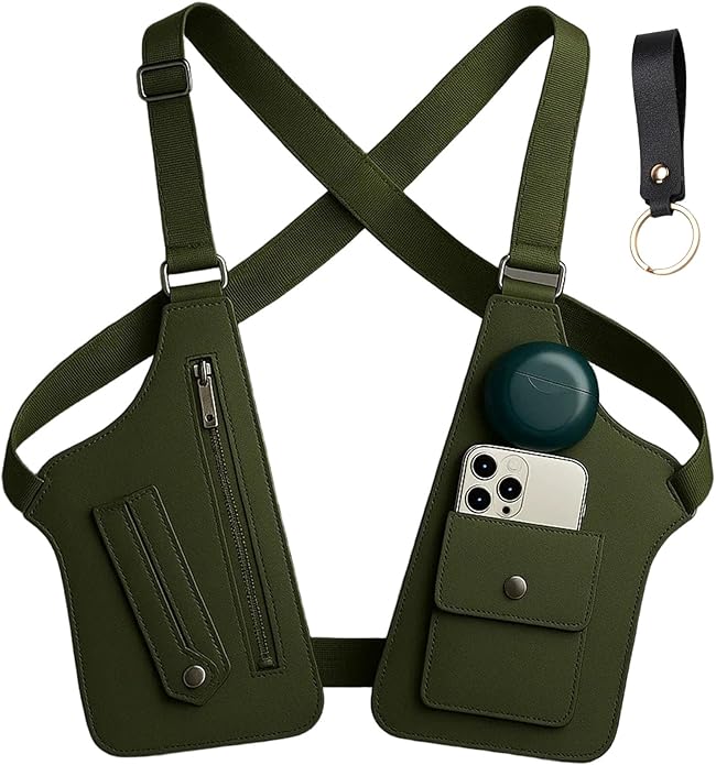 Premium Leather Shoulder Bag, Double Shoulder Armpit Bag, Anti-Theft Hidden Adjustable Strap Holste, Underarm Strap Wallet