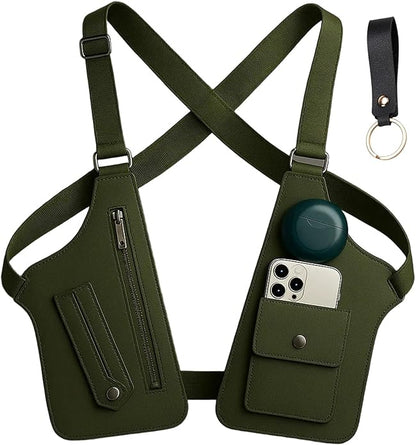 Premium Leather Shoulder Bag, Double Shoulder Armpit Bag, Anti-Theft Hidden Adjustable Strap Holste, Underarm Strap Wallet