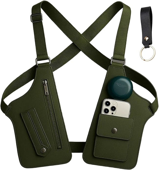 Premium Leather Shoulder Bag, Double Shoulder Armpit Bag, Anti-Theft Hidden Adjustable Strap Holste, Underarm Strap Wallet