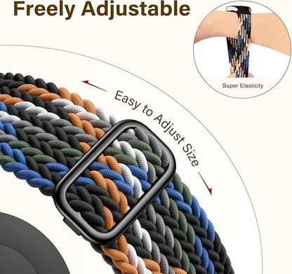 SNBLK 3 Pack 18mm 20mm 22mm Braided Watch Band Compatible with Garmin Vivoactive 5 Watch Bands/Vivoactive 6/3/4s, Quick Release Adjustable Elastic Nylon Loop Strap for Venu 3S/2S/Venu 3/2 Women Men