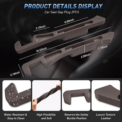 Car Seat Gap Filler 2Pack, Inserts Between Seats Console with Organizer Storage Upgraded Phone Holder Car Side Seat Gap Fillers Cars Front Seats Fill Plug Car Essentials for Vehicle SUV Truck (Brown)