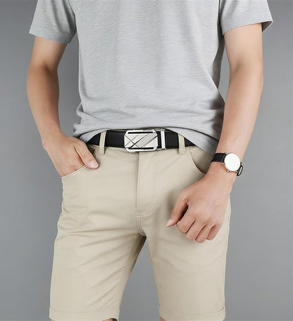 Lingli Men's Belt,Ratchet Dress Belt with Automatic Buckle Brown/Black-Trim to Fit-35mm wide