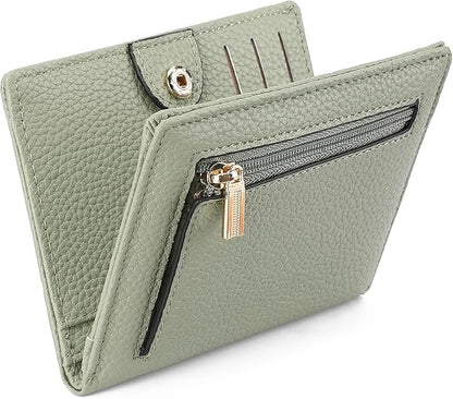 GAEKEAO Wallet Women RFID Blocking Small Bifold Vegan Leather Ladies Mini Purse with ID Window Zipper Change Pocket