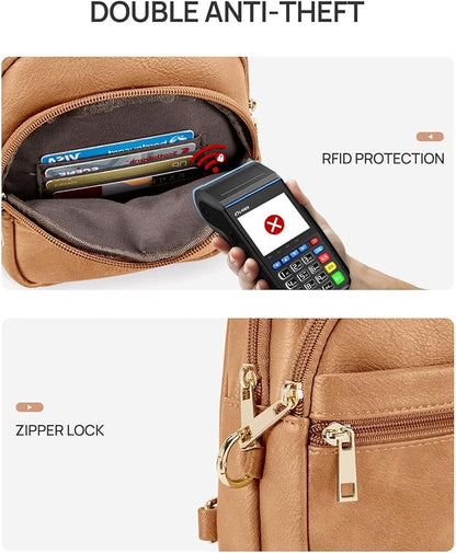 CHOLISS Anti Theft Small Sling Bag for Women and Men RFID Leather Crossbody Bags Fanny Pack Chest Bag Travel Purse Daypacks