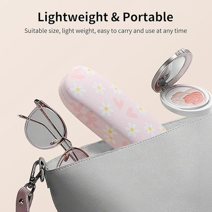 Glasses Case Hard Shell, Leather Protective Case for Sunglasses with Cleaning Cloth, Cute Eyeglass Cases for Women