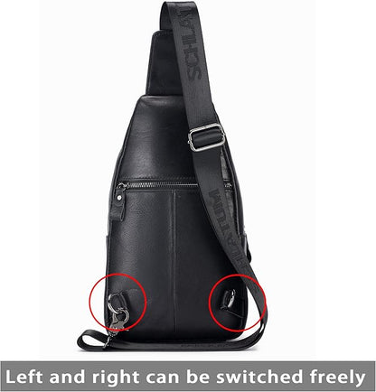 LUKZIJAES Genuine Leather Sling Bag for Men