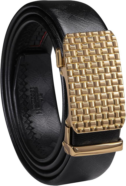 Barry.Wang Mens Belts Leather Ratchet Automatic Buckle Slide Click 1 3/8" Designer Dress Fashion Classic Casual Work Business