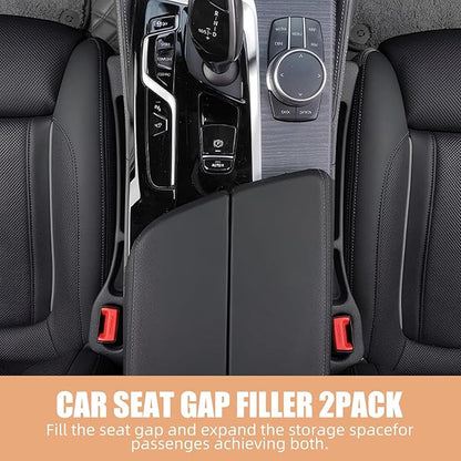 Car Seat Gap Filler Set of 2, Premium Interior Car Accessories, Multifunctional Car Storage Solution with Non-Slip Design, Fits Most Vehicles (Brown)