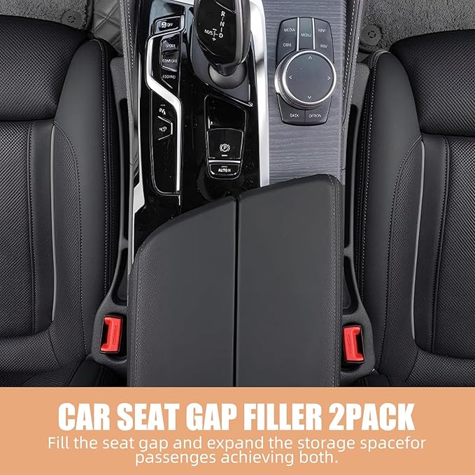 Car Seat Gap Filler Set of 2, Premium Interior Car Accessories, Multifunctional Car Storage Solution with Non-Slip Design, Fits Most Vehicles (Red)