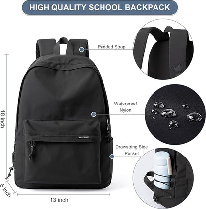 School Black Small Aesthetic Backpack Lightweight Water-resistant Simple Casual Daypack GymBackpack Suitable for Teenagers Kids School College Travel
