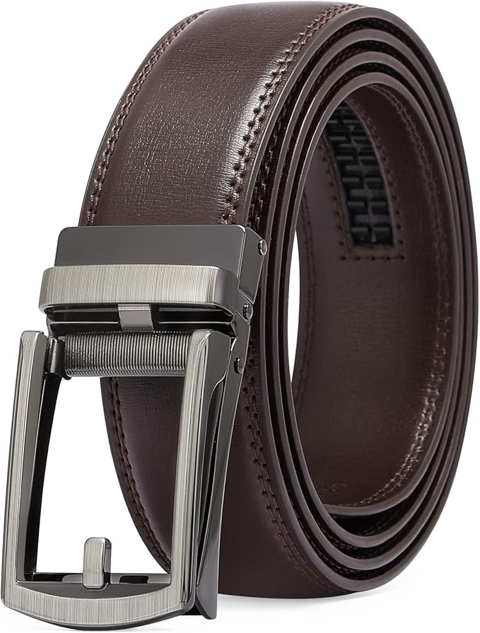SENDEFN Men's Leather Dress Casual Belt 1 3/8" Automatic Adjustable Click Buckle Belts with Gift Box