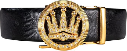 Dubulle Men's Ratchet Belt Gold/Black/Red/Green/Blue/White Automatic Buckle Business Casual Belt Gift - Adjustable Fit