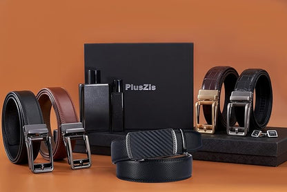 28"-68" Men's Leather Ratchet Dress Belt Big And Tall With Automatic Buckle