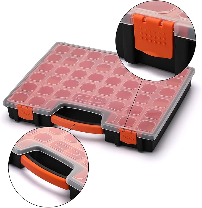 AIRTOON 2PCS Multi-Purpose Toolbox, Professional Organizer with 22 Bin Compartments, Box Organizer for Hardware, Screws, Bolts, Nuts, Nails, Tools, Arts