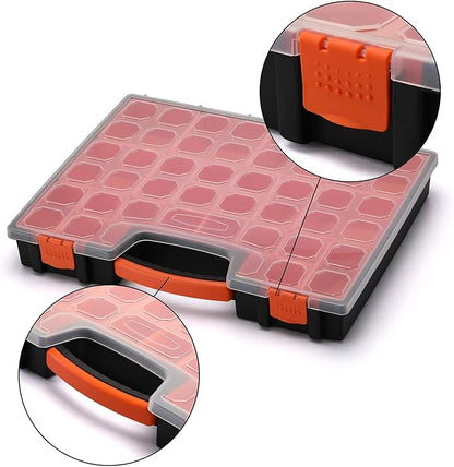 AIRTOON Multi-Purpose Toolbox, Professional Organizer with 24 Bin Compartments, Box Organizer for Hardware, Screws, Bolts, Nuts, Nails, Tools, Arts