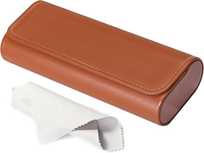RayLove Glasses Case Hard Shell, Travel Sunglasses Case, Leather Hard Eyeglass Case for Women, Reading Glasses Case for Men