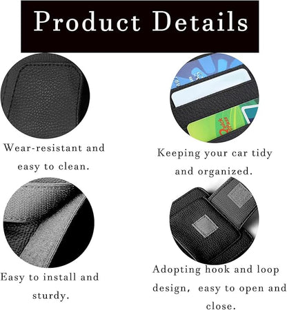 2 Pcs Car Sun Visor Organizer Premium Leather Sunglasses Holder Multi Functional Car Interior Accessories Storage Bag Visor Pouch for Cars Trucks Card Document Holder (Black)