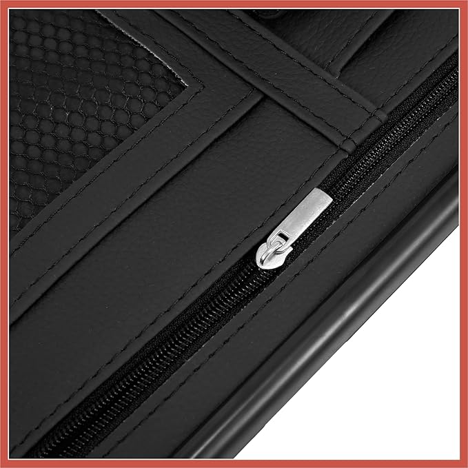 ACROPIX Black Universal Car Sun Visor Organizer Sunglasses Case Storage Pocket Hook and Loop Tape ABS PU Leather for SUV RV Truck Car Parts