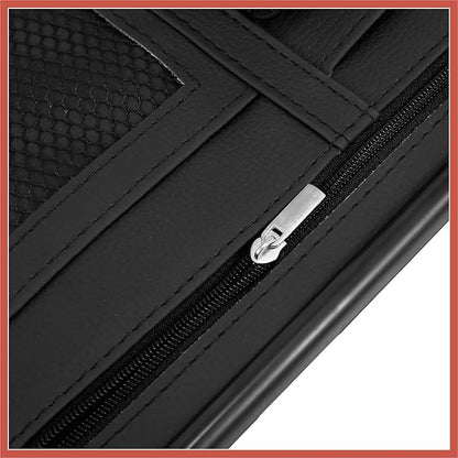 ACROPIX Black Universal Car Sun Visor Organizer Sunglasses Case Storage Pocket Hook and Loop Tape ABS PU Leather for SUV RV Truck Car Parts