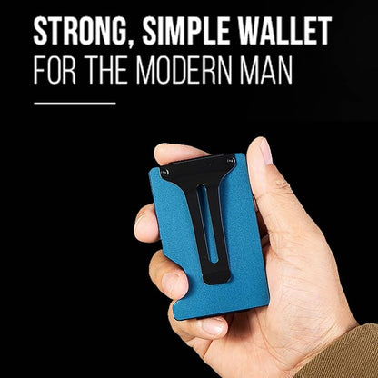 Slim Wallet for Men,RFID Blocking Minimalist Metal Wallet, Money Clip/Cash Holder, Front Pocket Aluminum Credit Card Holder, Ideal Gift for Men-Matte Blue