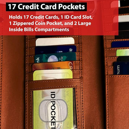 IBRO VINTAGE Motorcycle Chain Wallet for Men – Premium Cowhide Leather, RFID Tri-Fold Biker Wallet with Heavy Duty Chain for Bikers Truckers & Hunters, Credit Card Money Organizer Long Wallet | Long Trifold, RFID Blocking, Men's, Trucker Biker