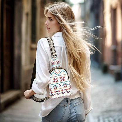 ZAZYXTJ Western Aztec Crossbody Sling Bag for Women Leather Small Chest Bag Adjustable Straps Daypack for Travel Sport Hiking