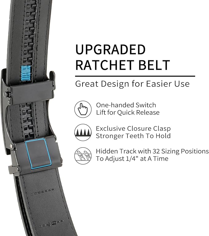 GAEKEAO Men's Belt Suede Leather Ratchet Belt for Men Micro-Adjustable Buckle for Dress, Casual & Everyday Wear, Trim to Fit